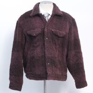 NWT Levi Strauss Co Men's Burgundy Classic Relaxed Sherpa Trucker Jacket Large